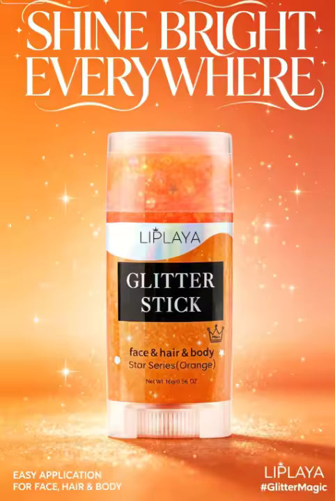 Oranje glitterstick voor gezicht, haar & lichaam