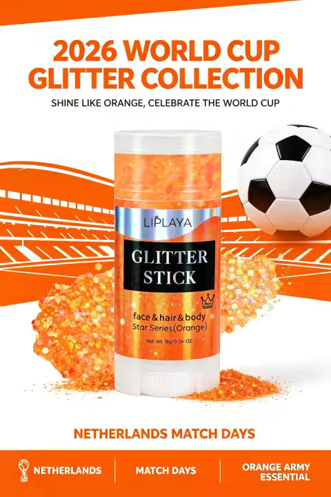 Oranje glitterstick voor gezicht, haar & lichaam