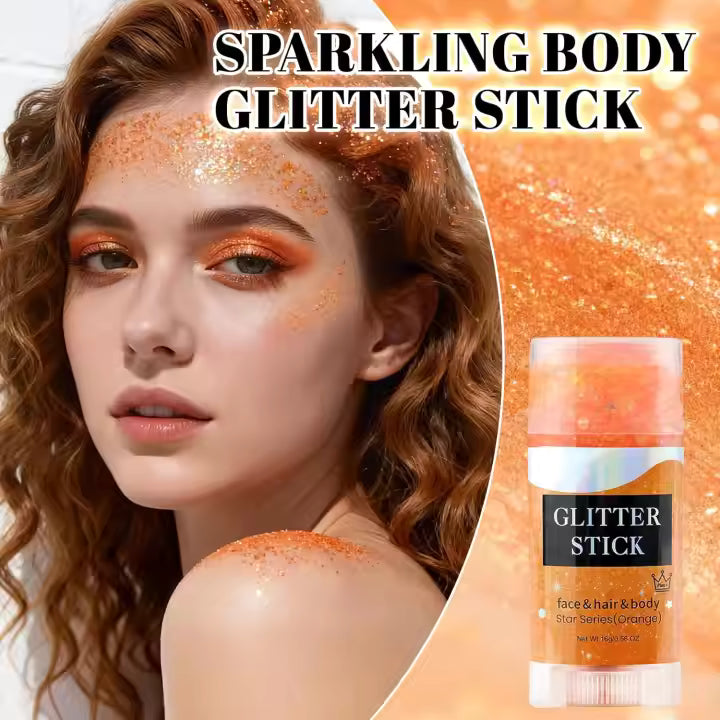 Oranje glitterstick voor gezicht, haar & lichaam