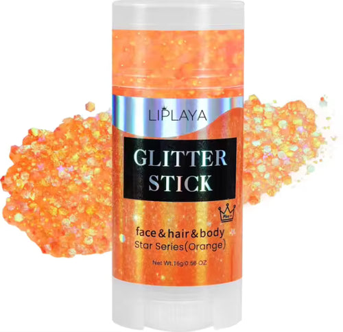 Oranje glitterstick voor gezicht, haar & lichaam